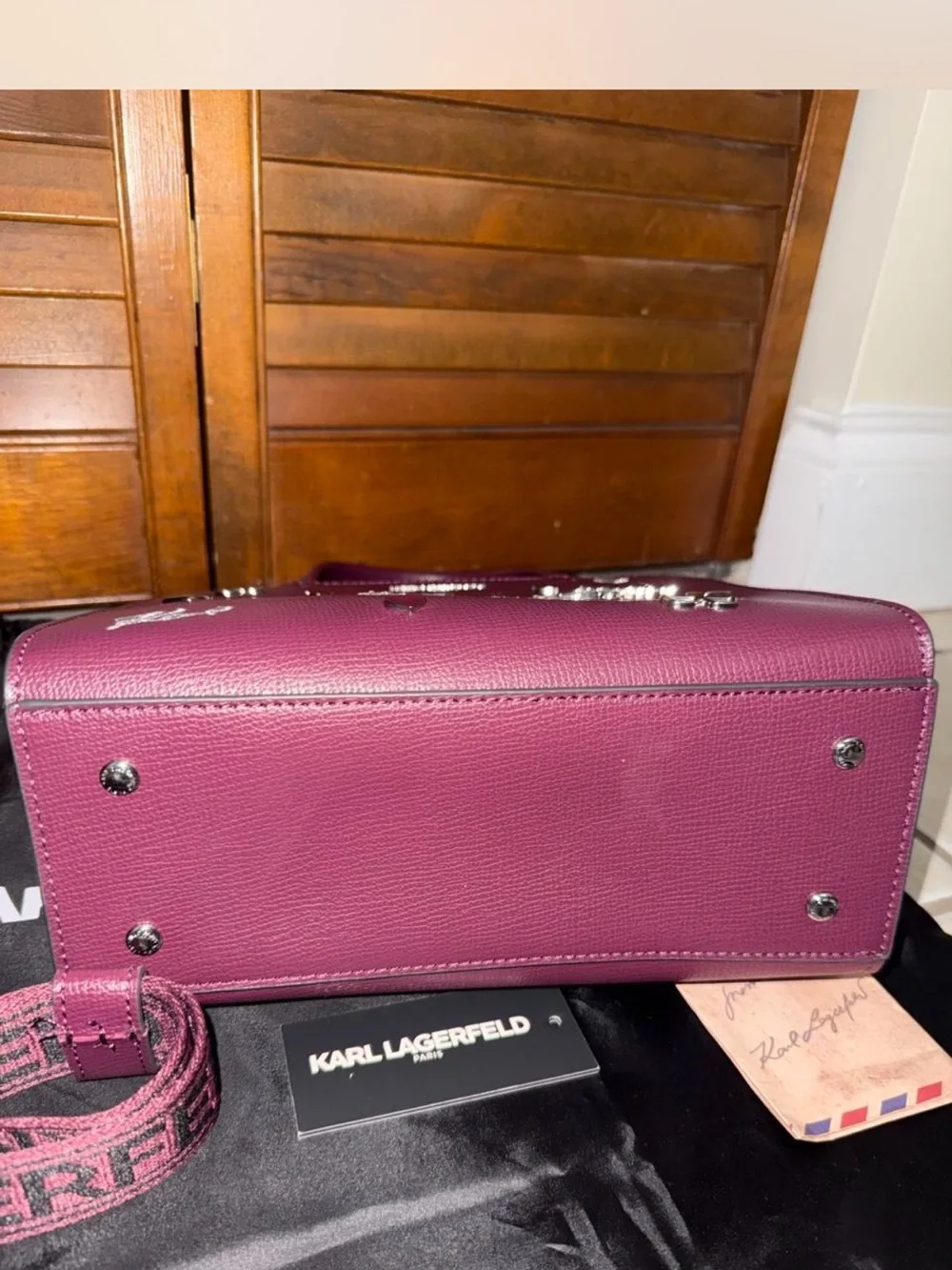 Karl Lagerfeld Plum Embellished Tote Bag - Picture 4 of 8